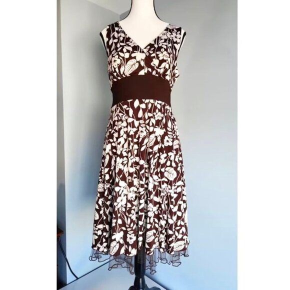 Jessica Midi Dress Wine/Off-White Size US 10 - Picture 1 of 9